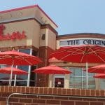 Chick-fil-A's exterior in Lubbock spotlighted